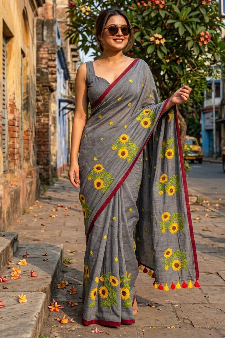 Sunflower Kiran Mul Cotton Saree