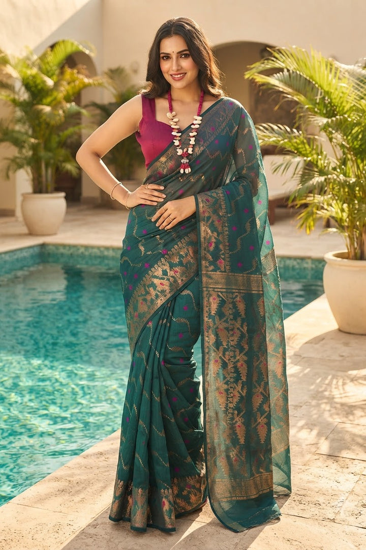 Nakshatra Karat Dhakai Jamdani Saree