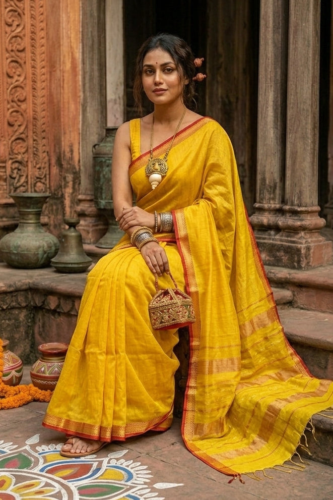 Roudro Chhowa Maheshwari Tissue silk saree