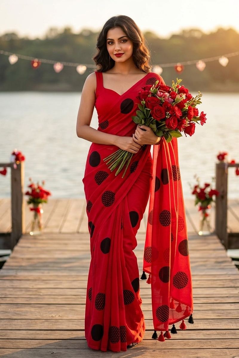 Meadow Dots Mul Cotton Saree