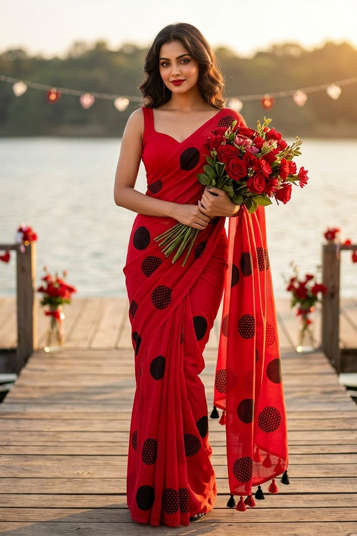 Meadow Dots Mul Cotton Saree
