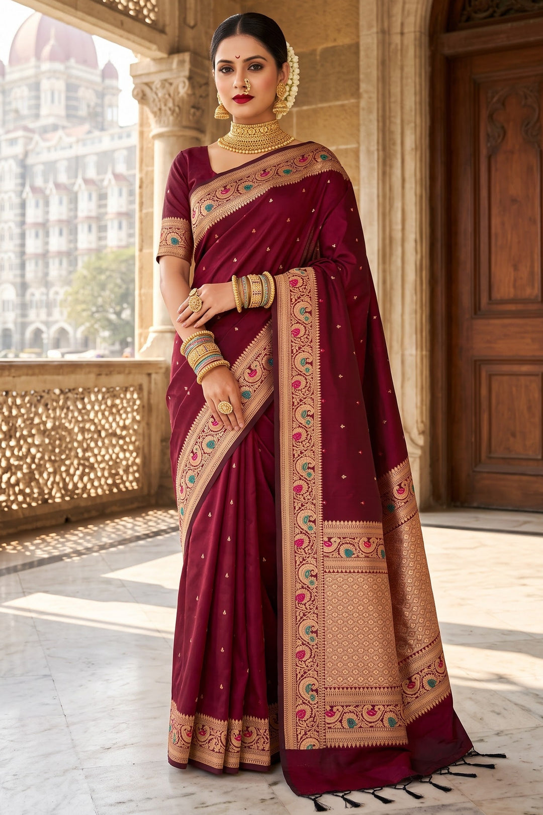 Crown of Desire - Muga Katan Silk Saree