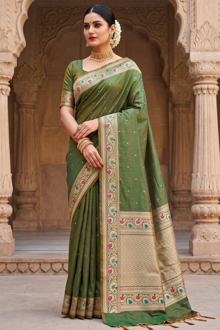Crown of Desire - Muga Katan Silk Saree