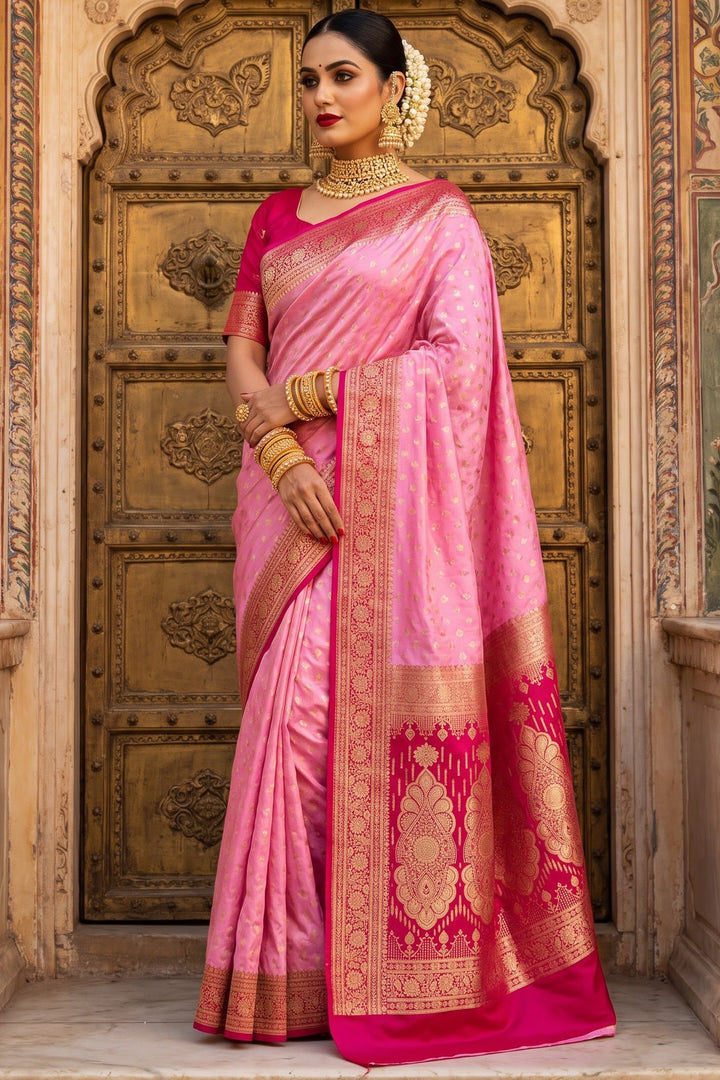 A Royal Duet - Semi Katan Banarasi Saree