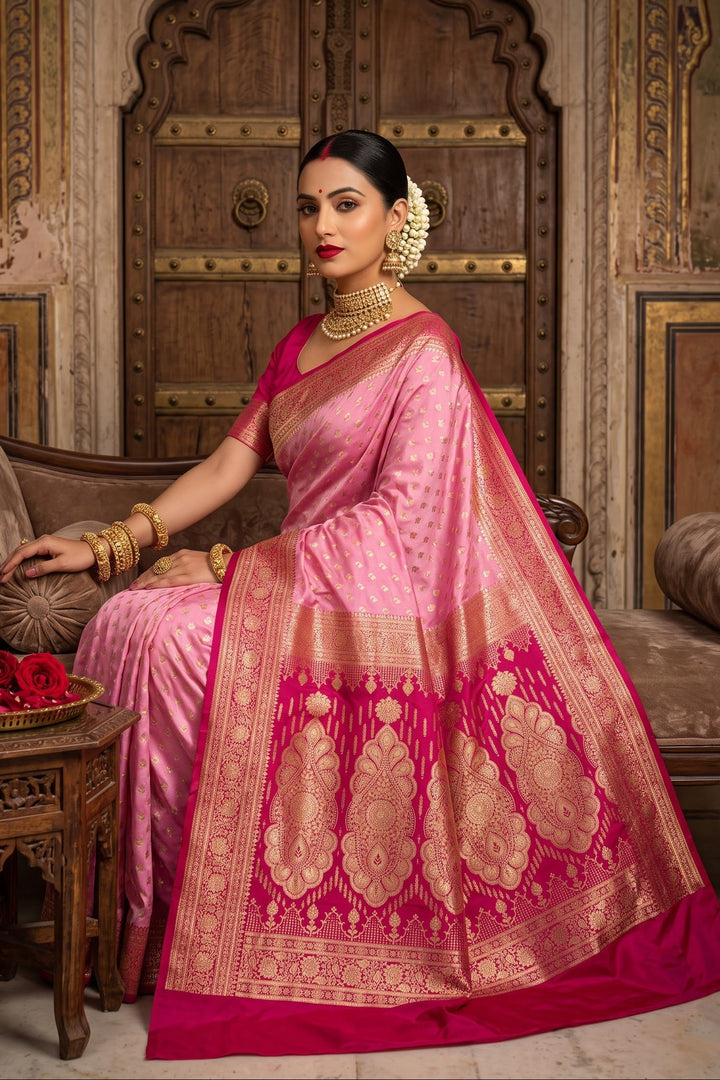 A Royal Duet - Semi Katan Banarasi Saree