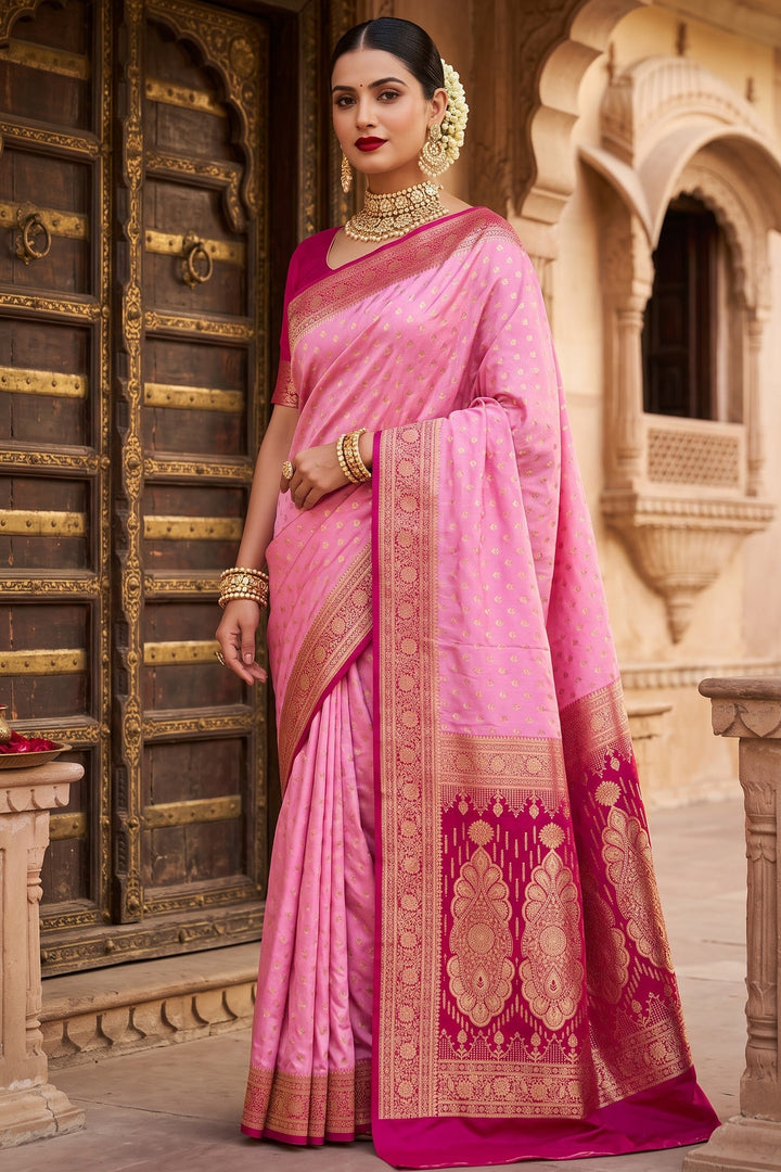A Royal Duet - Semi Katan Banarasi Saree