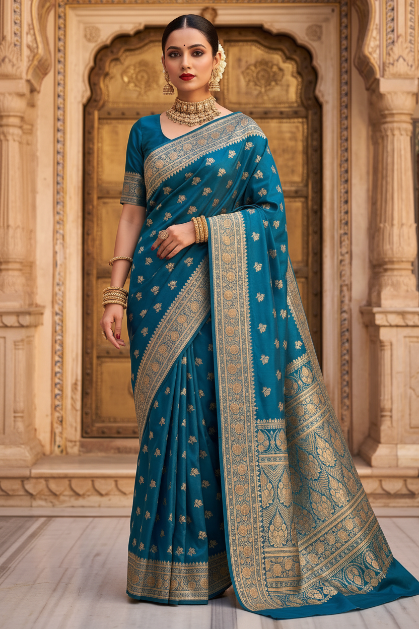 Impossible to Forget - Semi Katan Banarasi Saree with Stone Embelishment