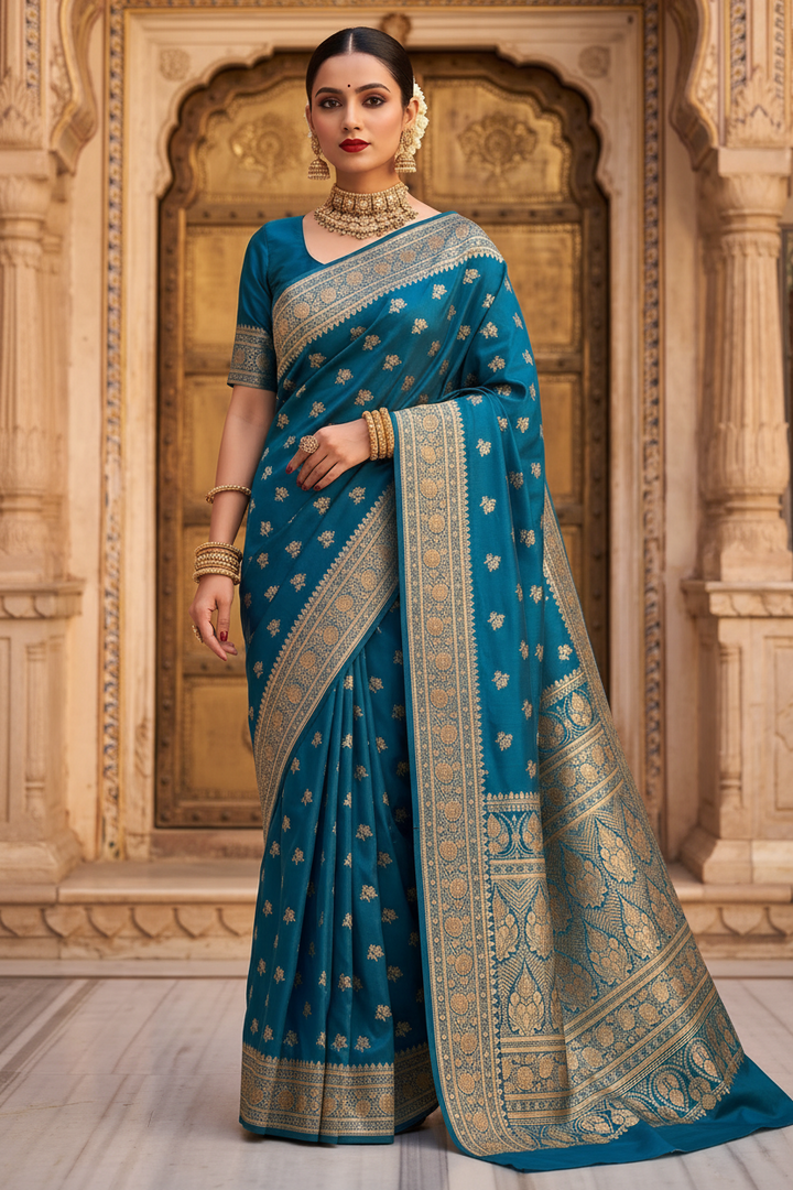 Impossible to Forget - Semi Katan Banarasi Saree with Stone Embelishment