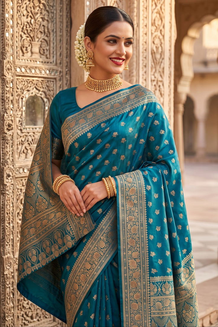 Impossible to Forget - Semi Katan Banarasi Saree with Stone Embelishment