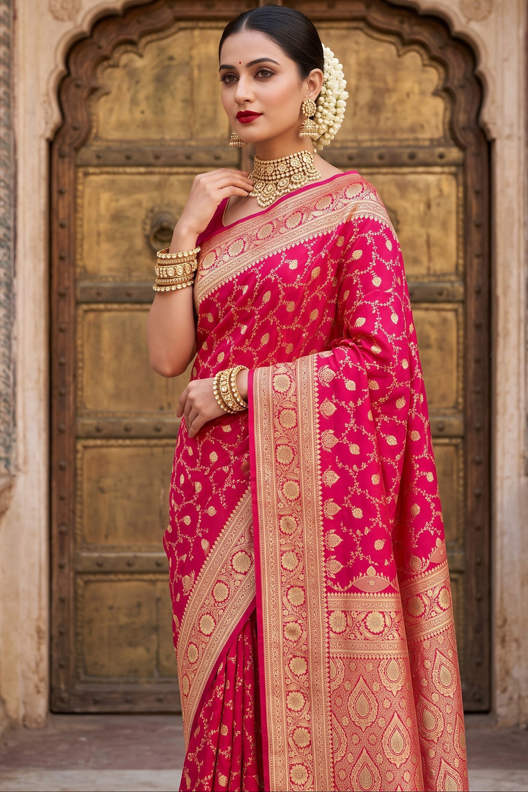 Impossible to Forget - Semi Katan Banarasi Saree with Stone Embelishment