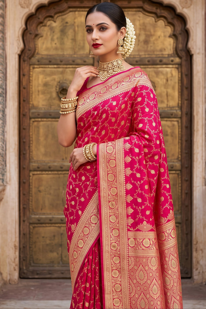 Impossible to Forget - Semi Katan Banarasi Saree with Stone Embelishment