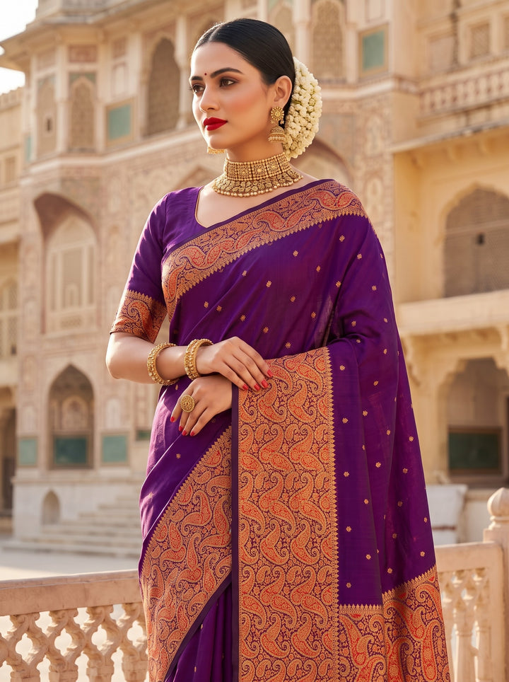 The Sovereign Scarlet Banarasi Semi Katan Silk Saree