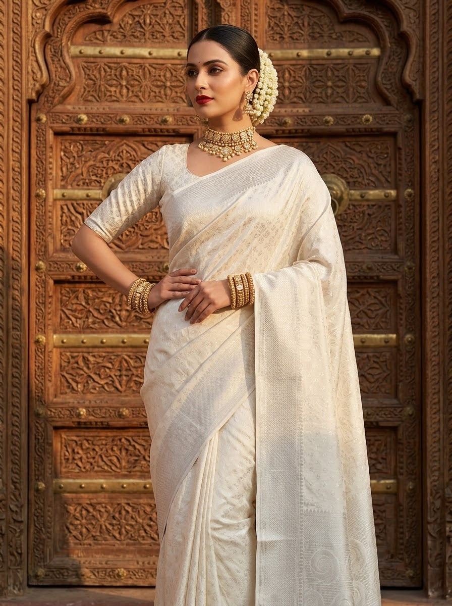 Weave & Wonder - Semi Katan Banarasi Saree