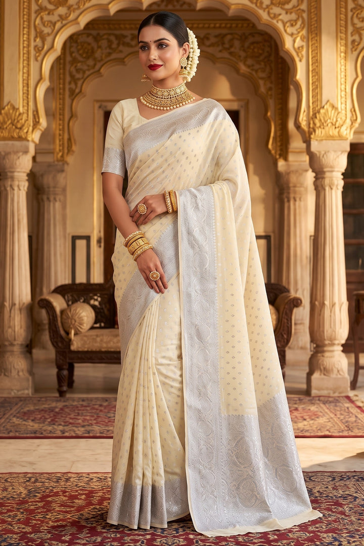 Weave & Wonder - Semi Katan Banarasi Saree