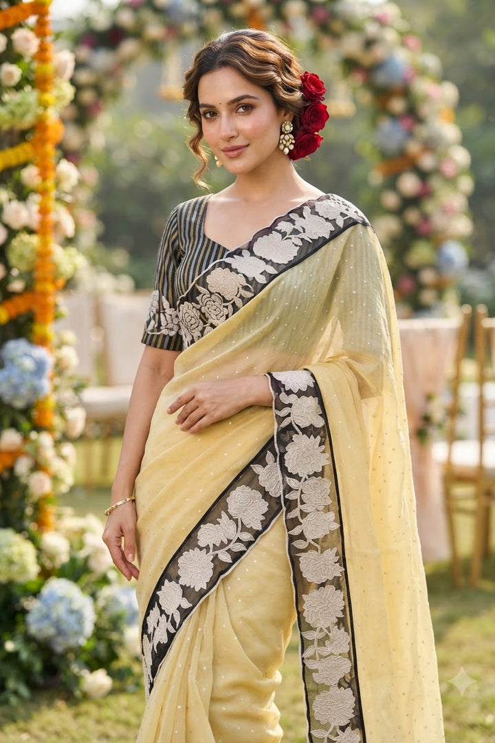 Soft Sand Gold Tissue Silk Saree