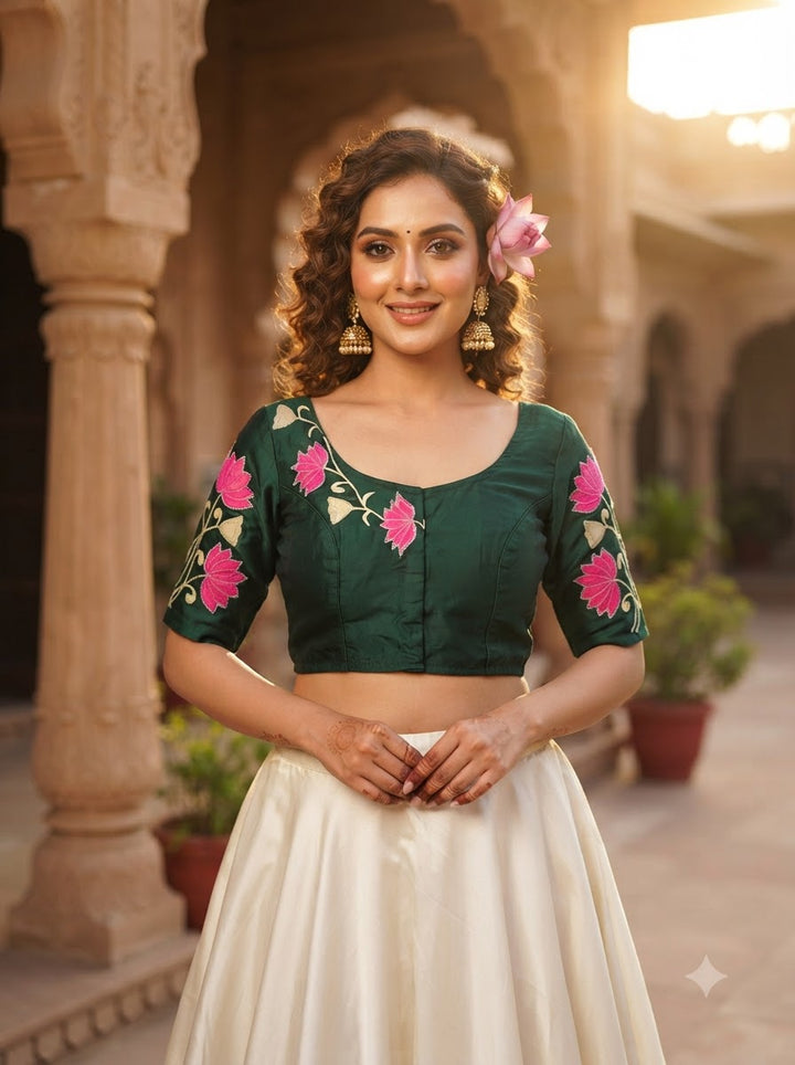 Shantimaya - Lotus Appliqué Katdana Designer Blouse