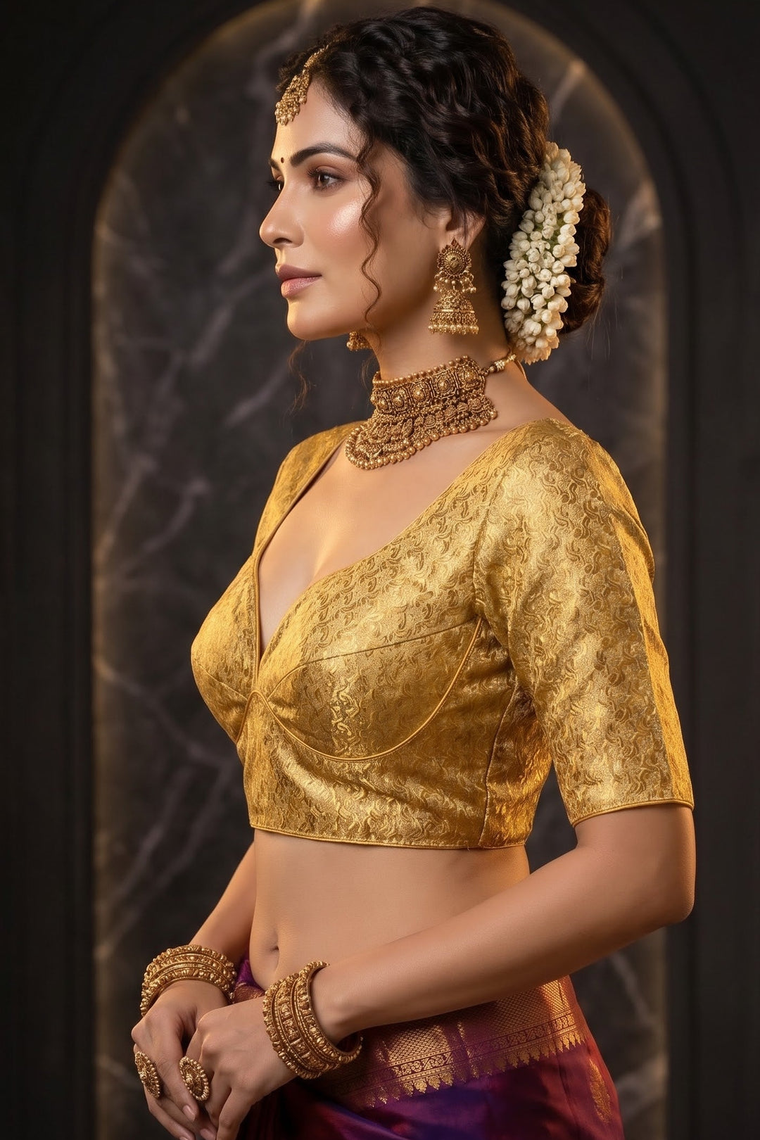 Golden Shine Brocade Blouse