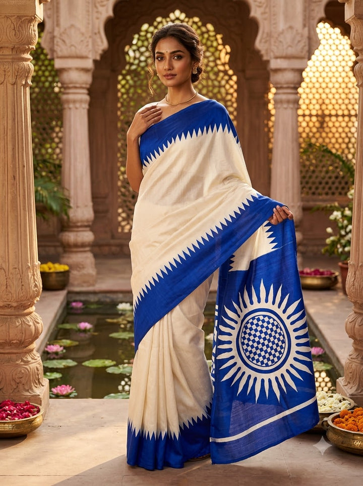 Dhaker Taale Matka Khadi Bapta Print Saree