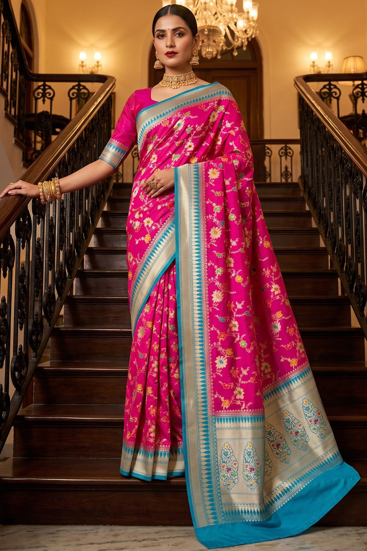 Woven Into Forever – Crepe Georgette Banarasi Saree (Semi) with Zari Minakari Work