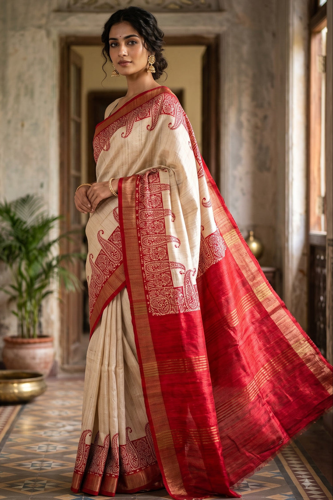 Aabhaangi  Ghicha Tussar Silk Saree