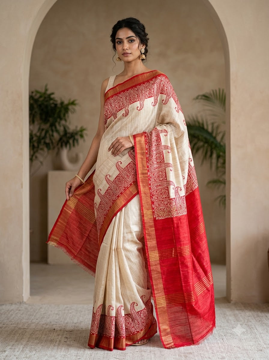 Aabhaangi  Ghicha Tussar Silk Saree