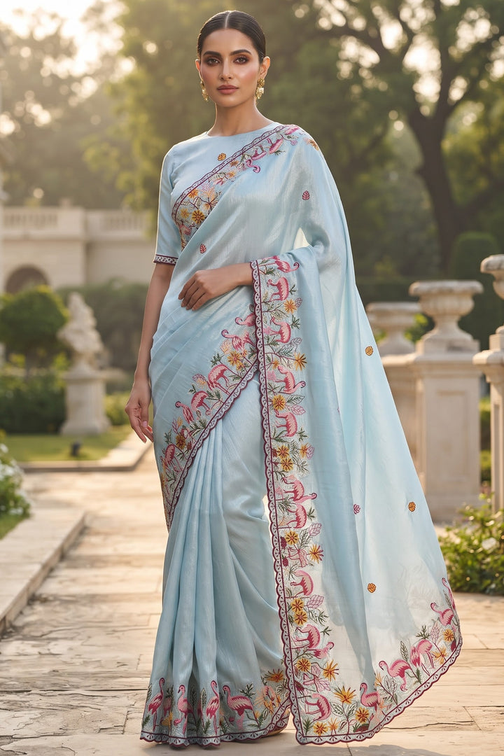 Symphony of Feathers Satin Silk Saree