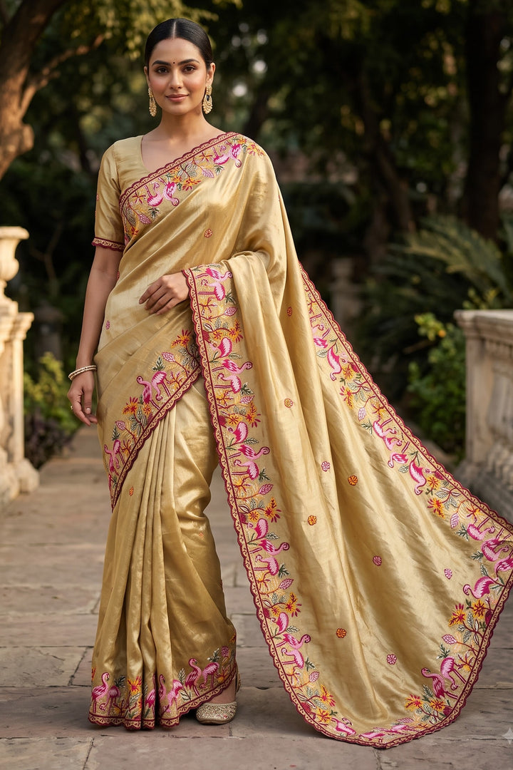 Symphony of Feathers Satin Silk Saree