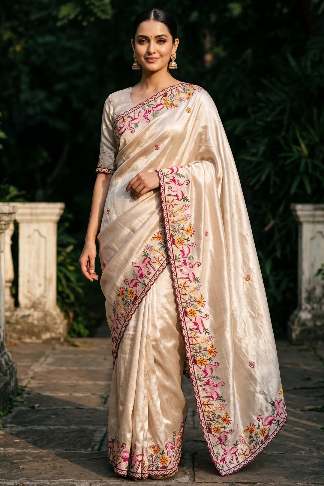 Symphony of Feathers Satin Silk Saree