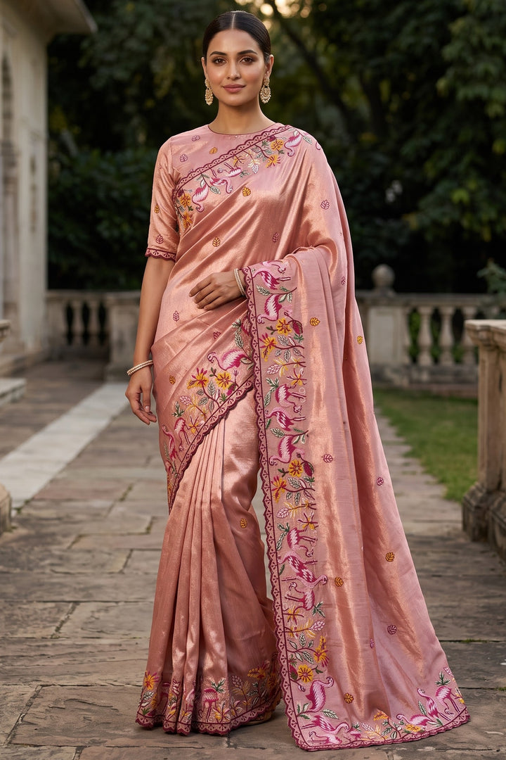 Symphony of Feathers Satin Silk Saree