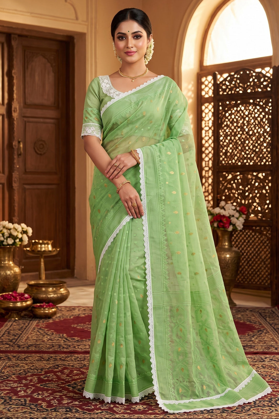 Aradhana Bengal Jamdani Saree with Blouse (Combo)