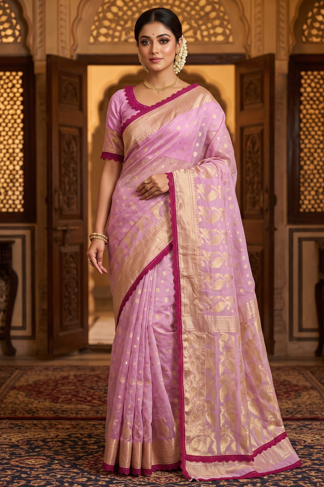 Aradhana Bengal Jamdani Saree with Blouse (Combo)