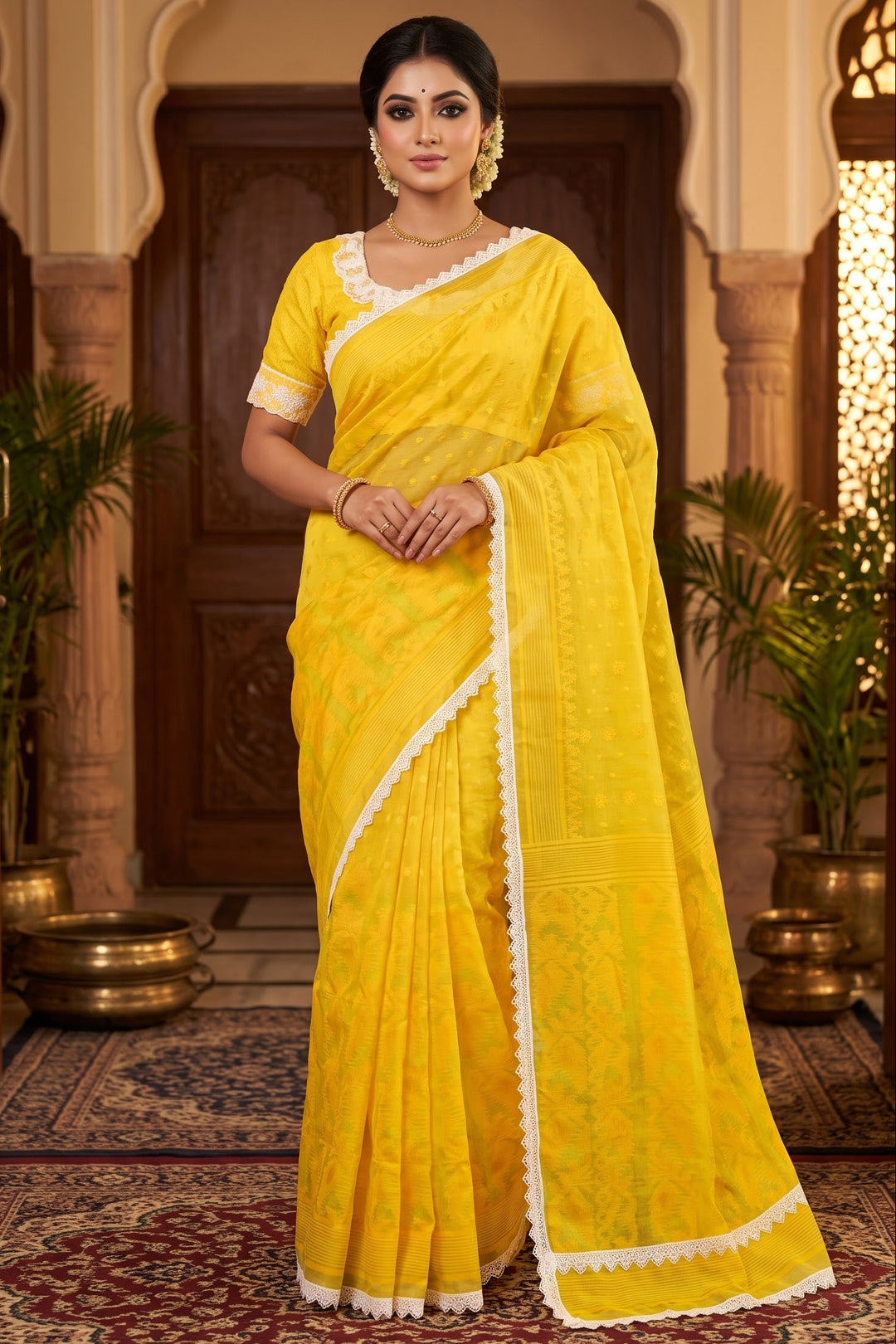 Aradhana Bengal Jamdani Saree with Blouse (Combo)