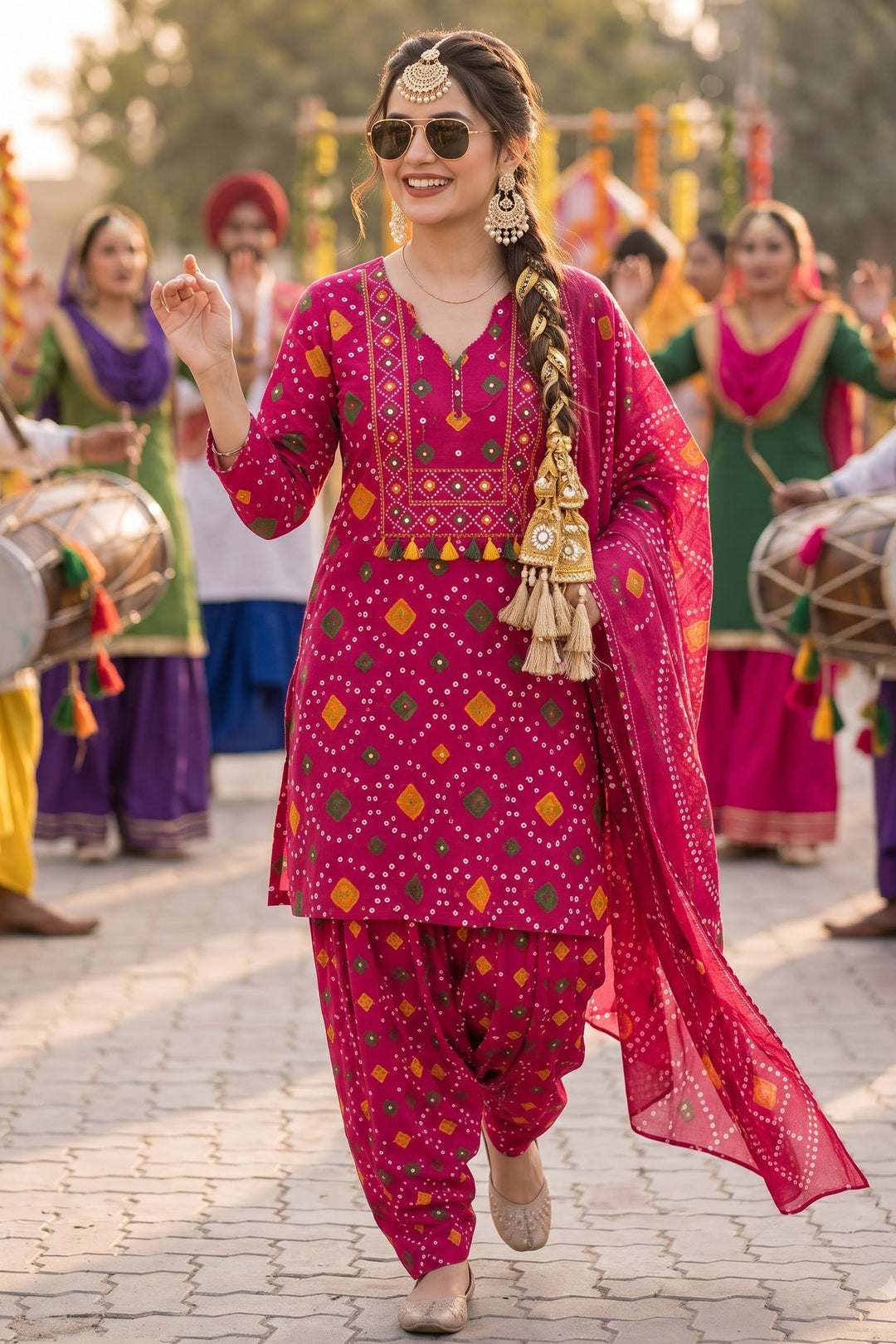 Ishq Di Heer – Bandhani Cotton Kurti Set