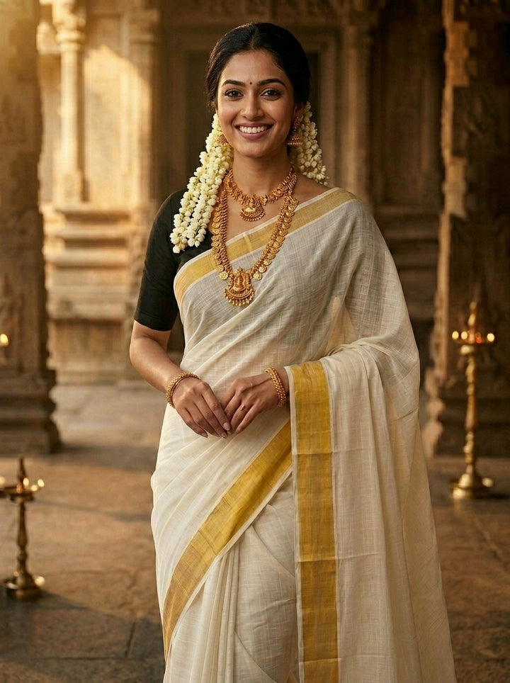 Golden Pearl-Cotton Saree
