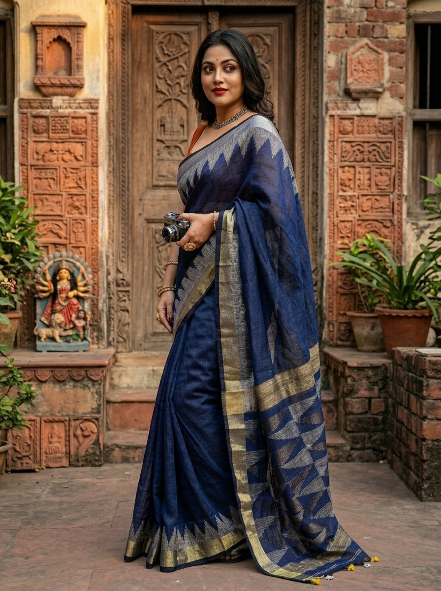 Classic Charm-Bengal Linen Jamdani Saree