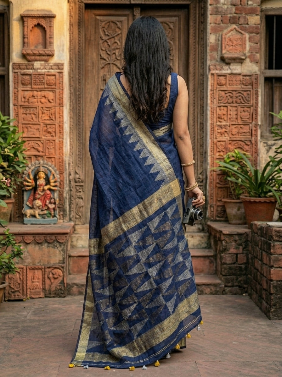 Classic Charm-Bengal Linen Jamdani Saree