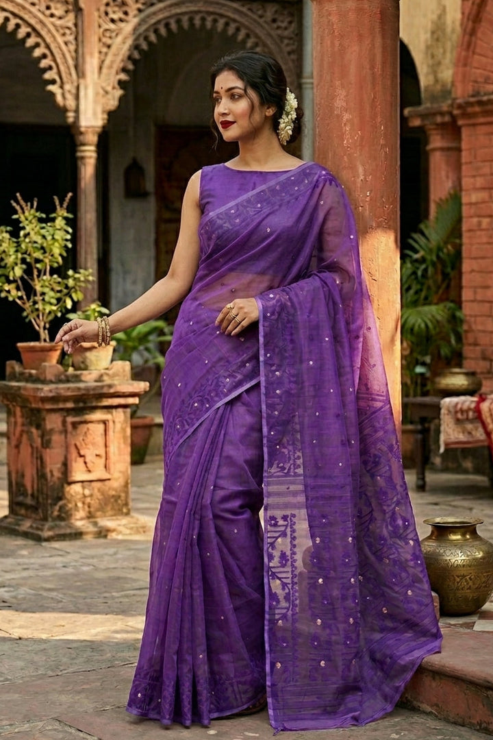 Ektu Bikel Karat Dhakai Jamdani Saree