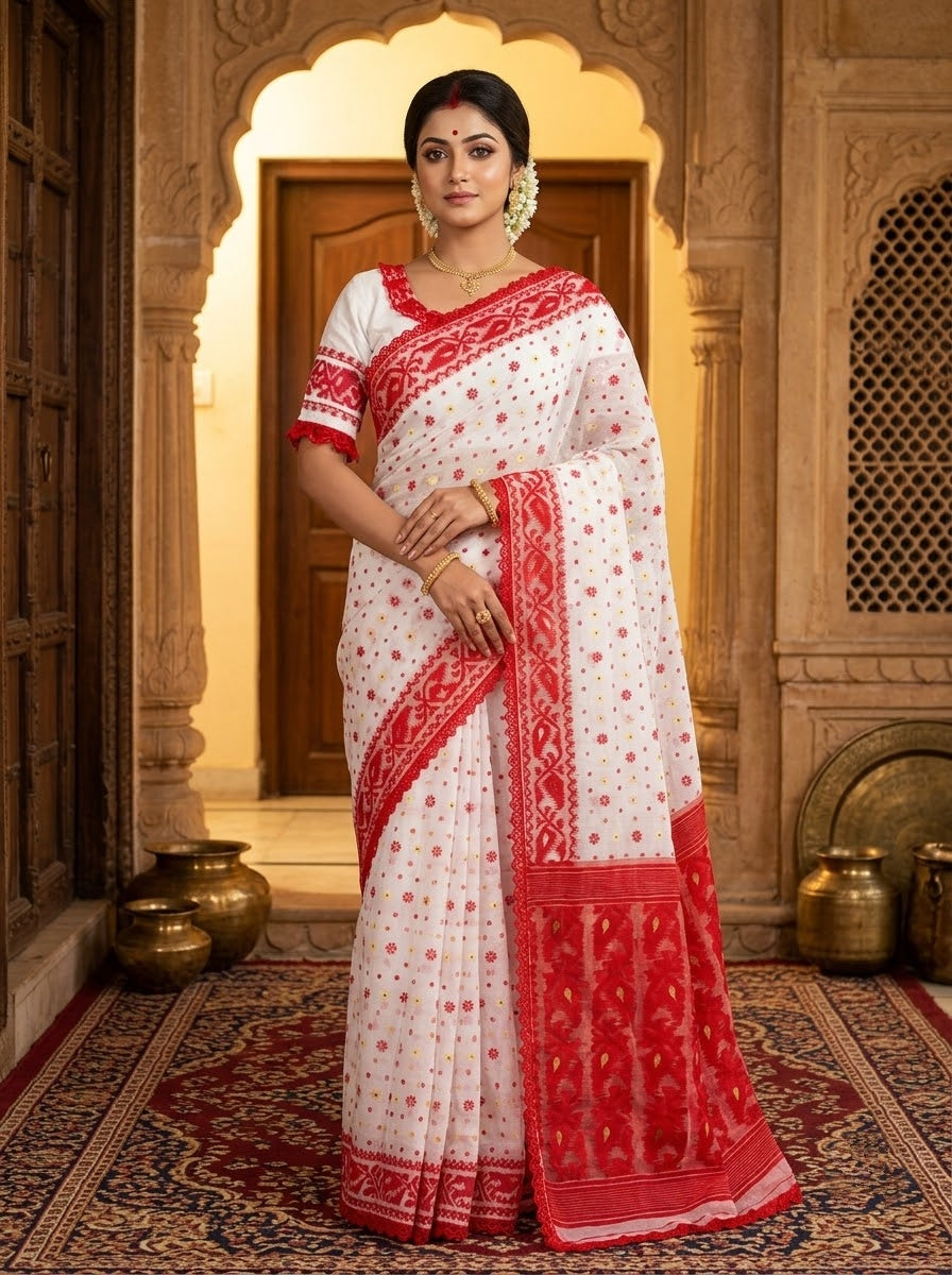 Aradhana Bengal Jamdani Saree with Blouse (Combo)