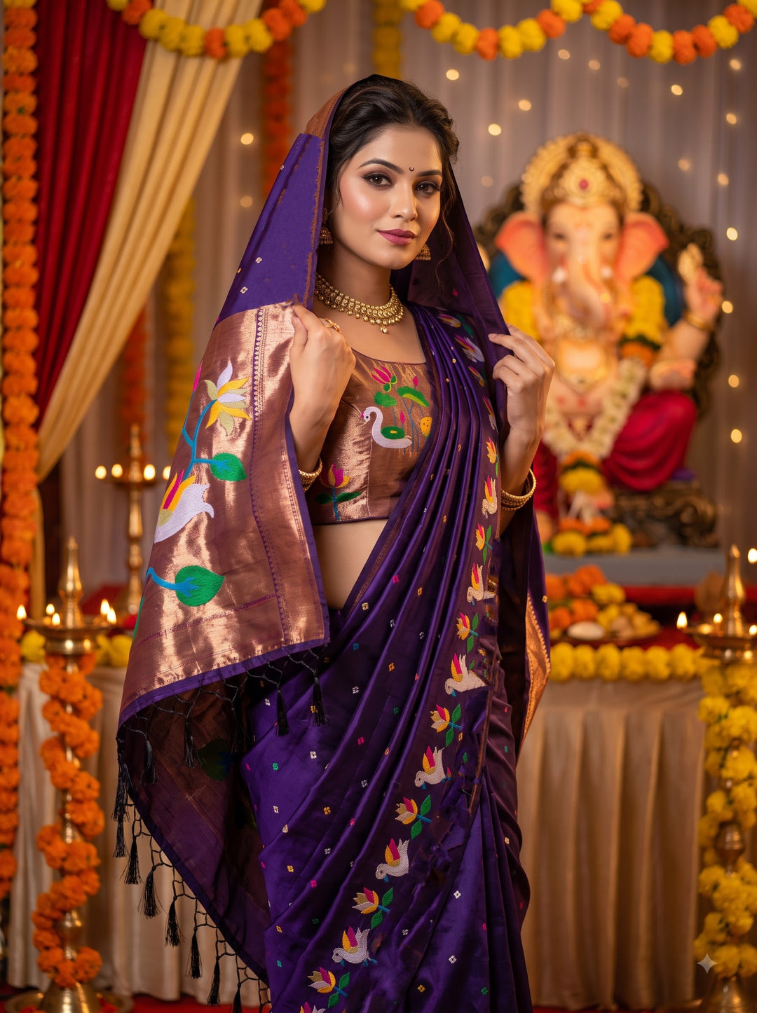 Meherika Khadi Silk Saree With Minakari Zari Border & Designer Zari Pallu