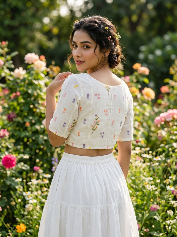Eden Blossom Chanderi Silk Embroidered Blouse