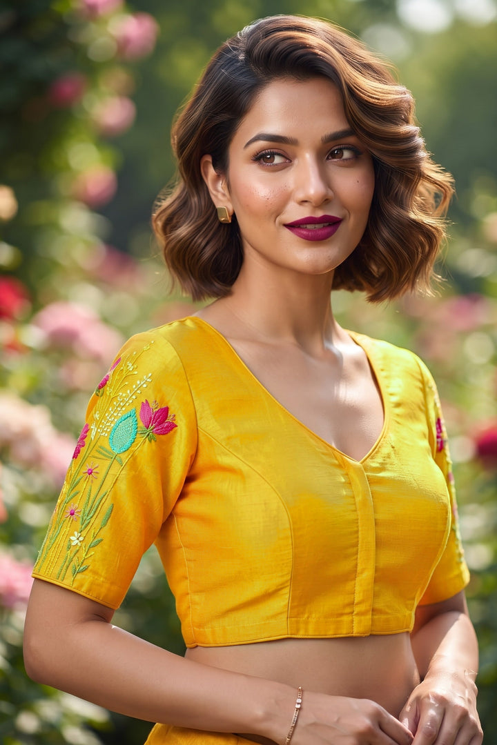 Gilded Garden Vichitra Silk Blouse
