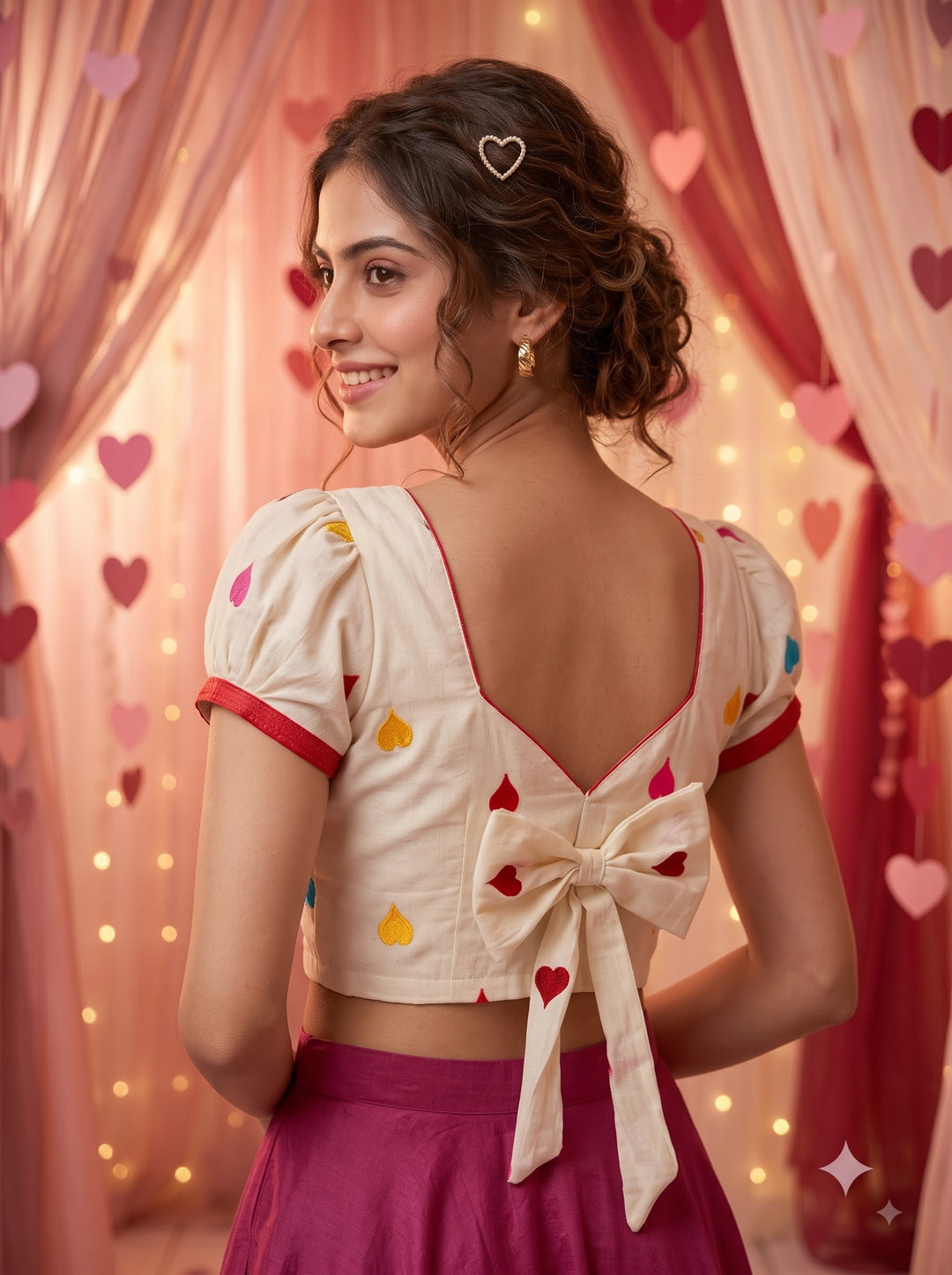 Lovey Dovey- Heart Embroidery Designer Blouse