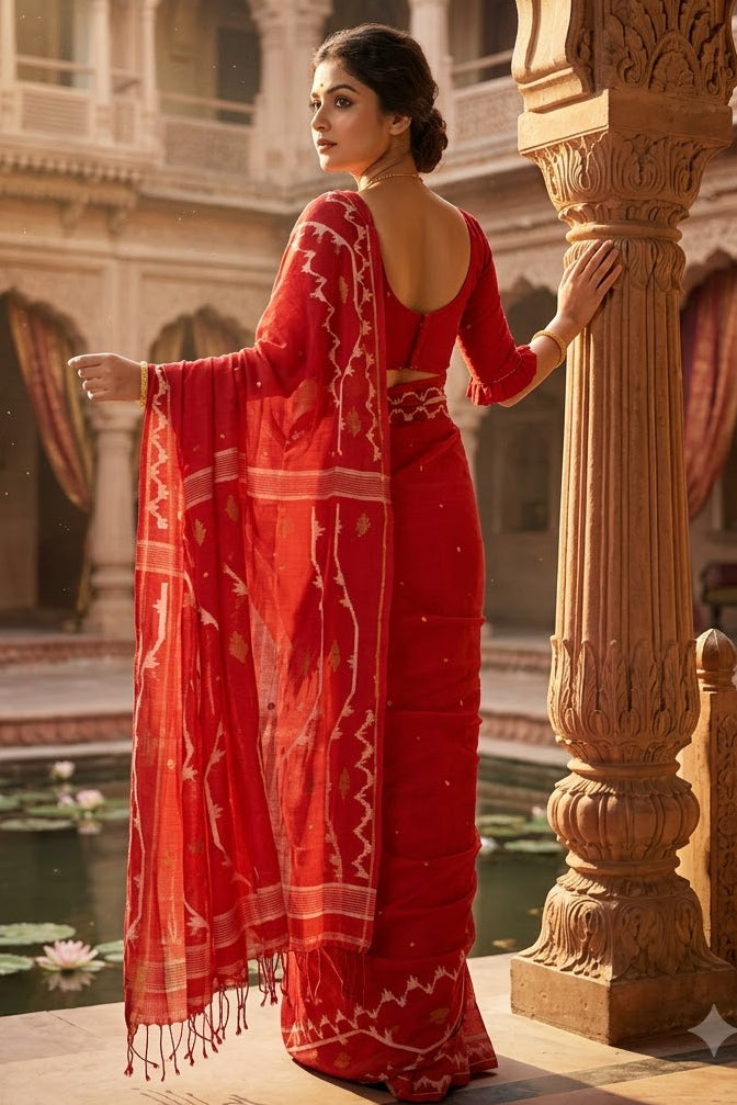 Snigdharag Karat Cotton Jamdani Saree