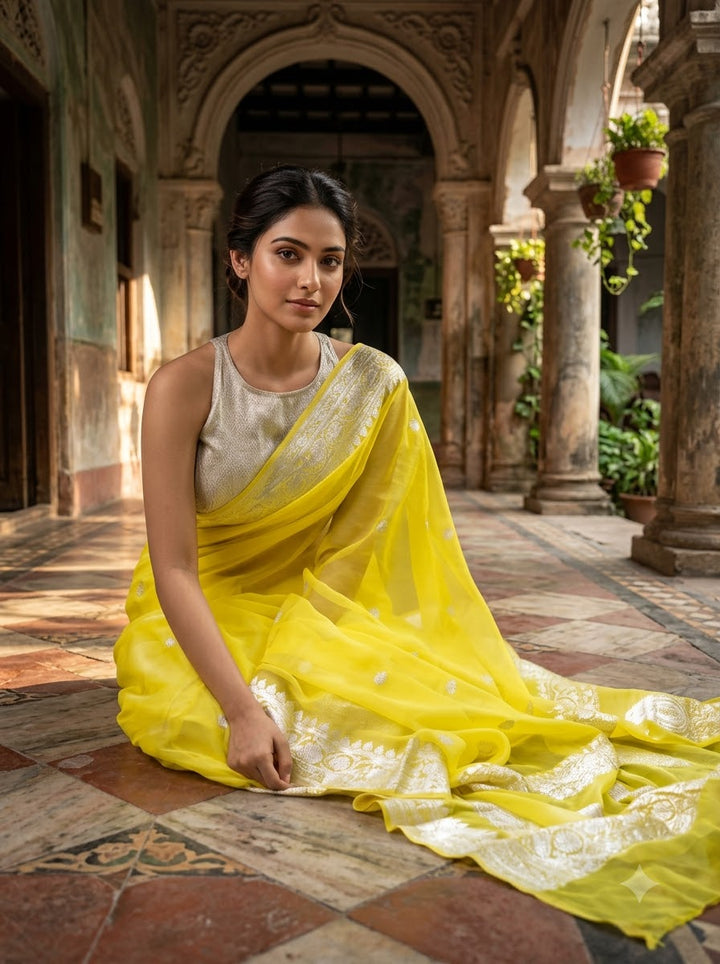 Legacy Of Khaddi Chiffon Handloom Pure Banarasi Saree