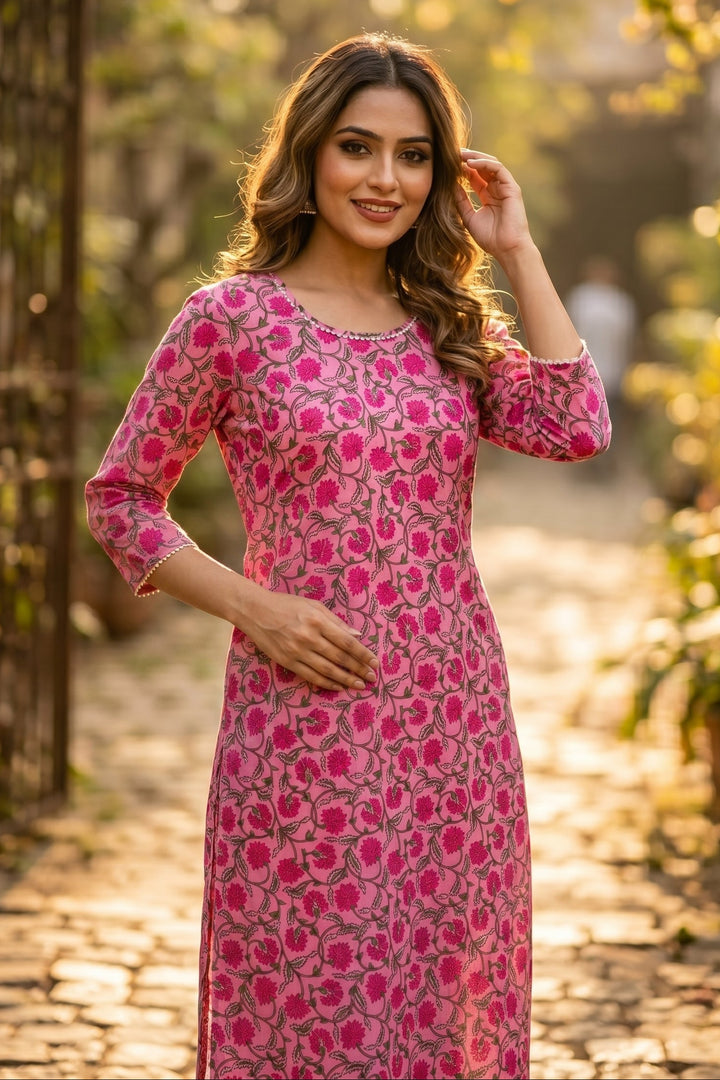 Pink Kota Doriya Kurti (Only Kurti)