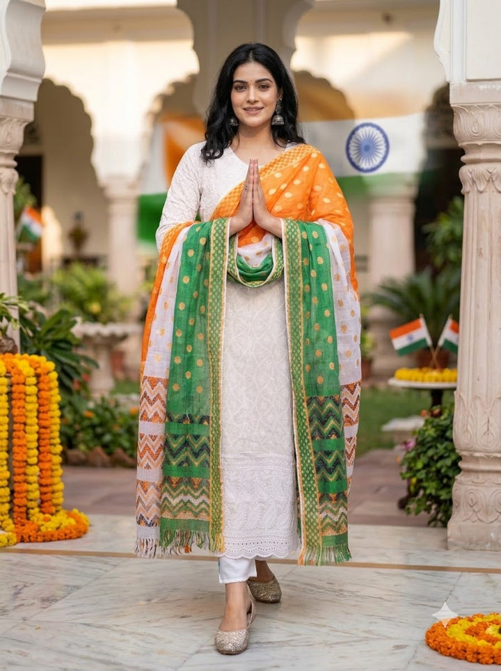 Our Pride- Tiranga Kurti Set With Dupatta