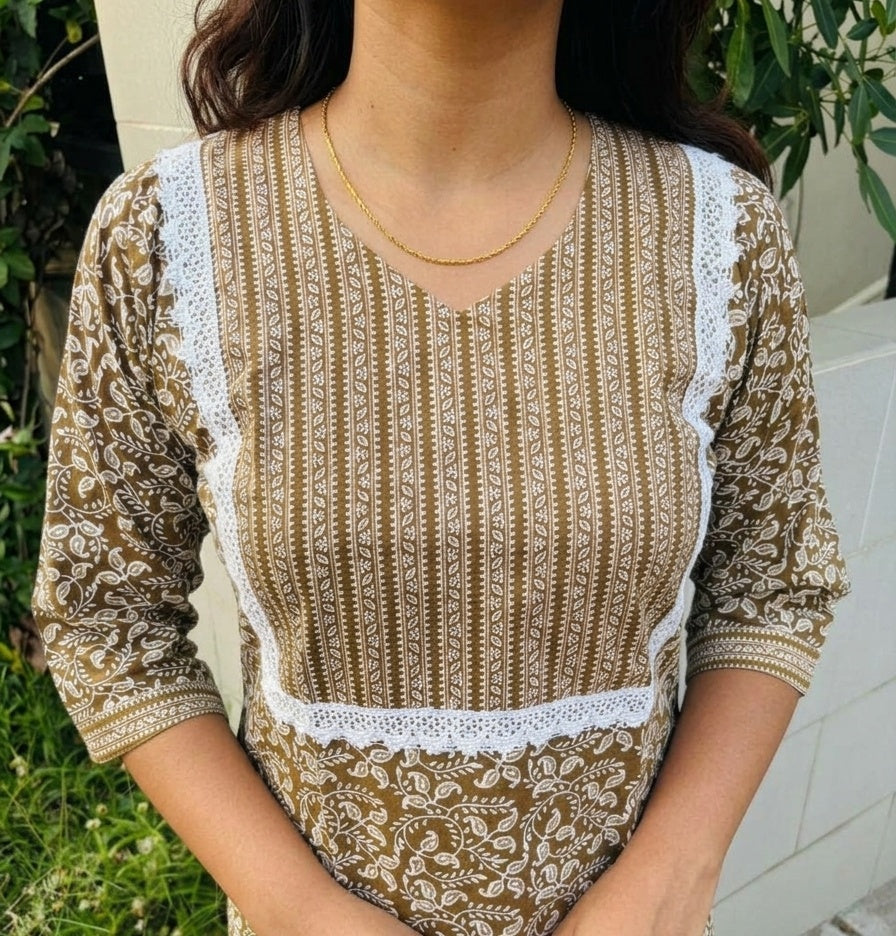 Metro Ethnic Pure Cotton Kurti Set