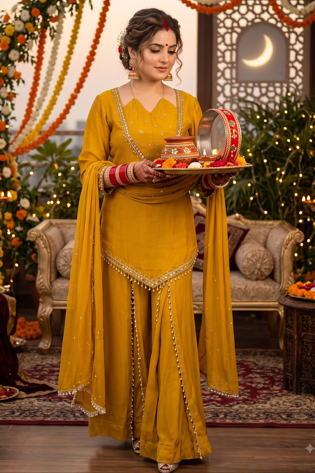 Suhagan’s Glow Mirror work Sarara set