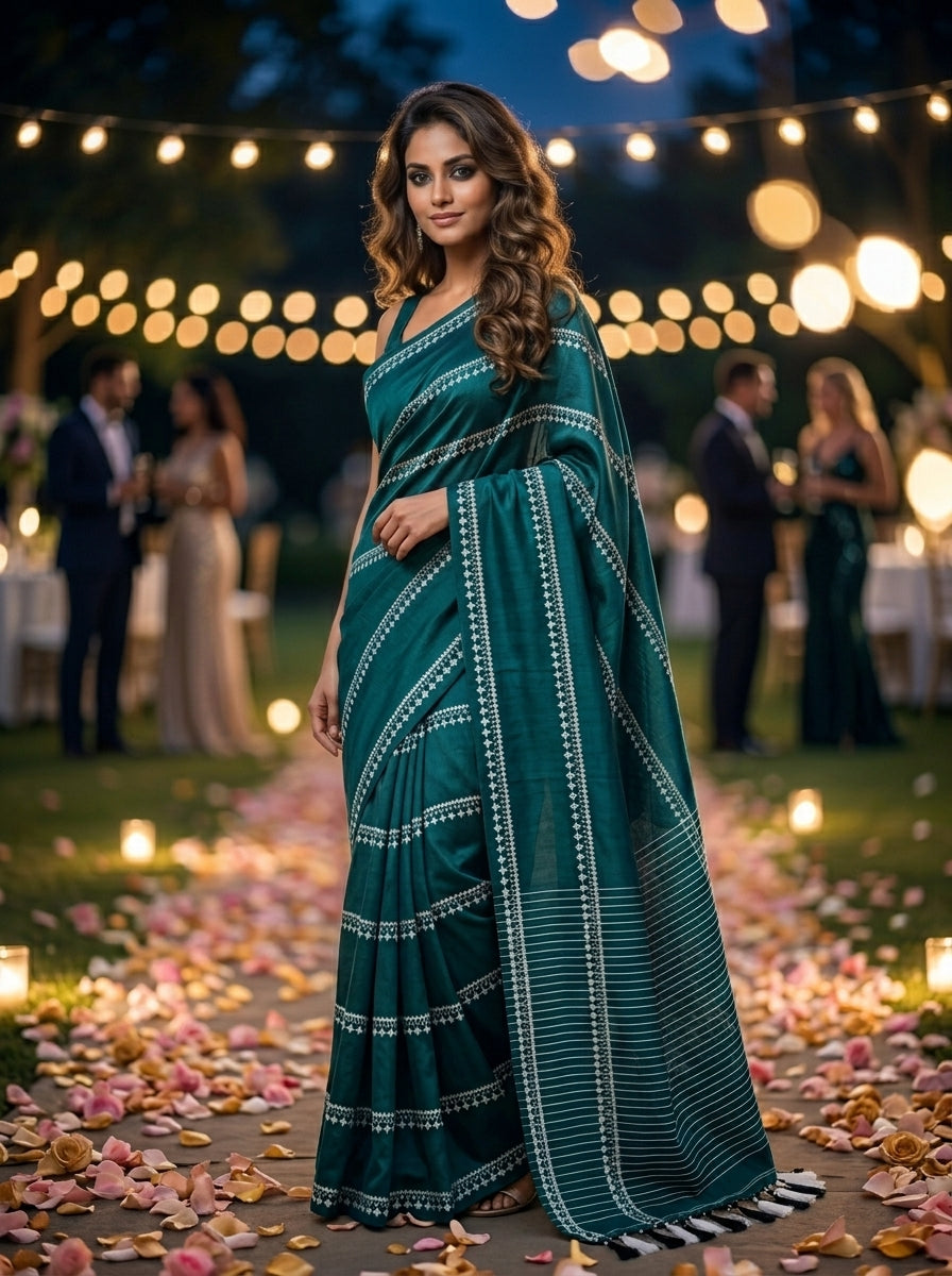 Desi Diva Drape Cotton Saree( Sea Green)