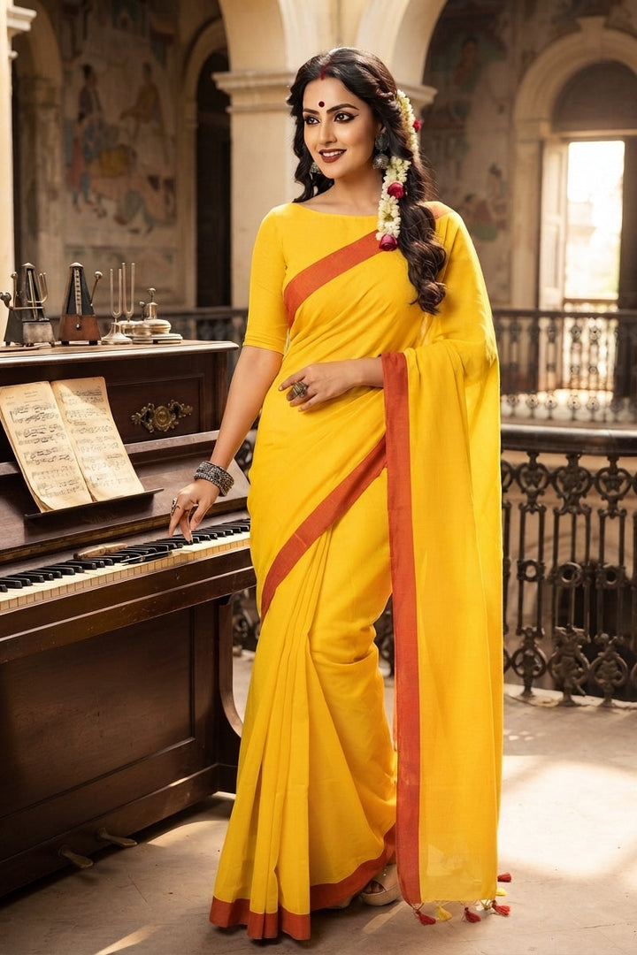 Sun Moon - Khadi Cotton Saree( Bengal Handloom)